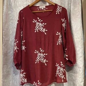 Ladies Coral Embroidered Blouse